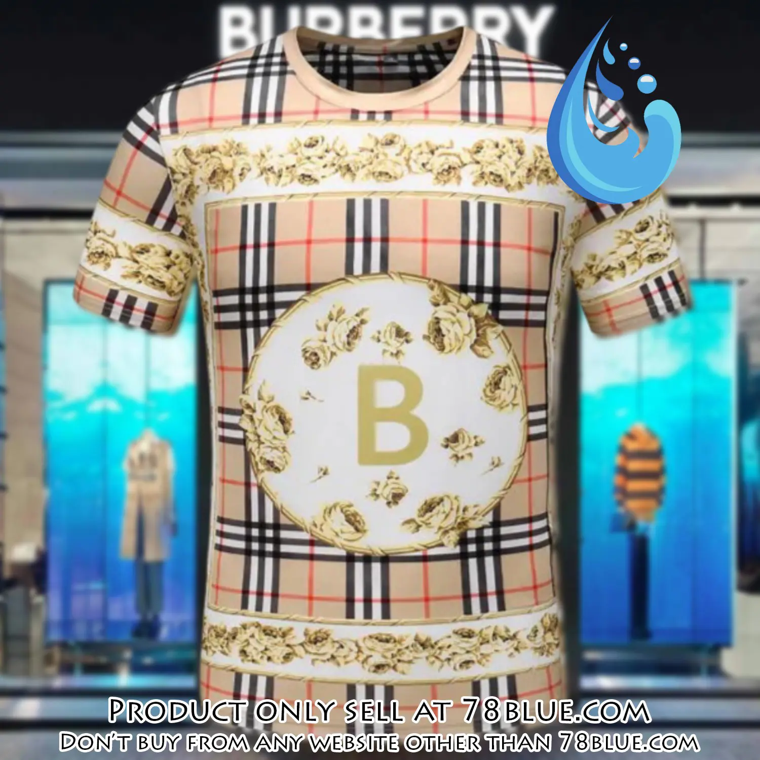 Burberry pattern luxury brand premium unisex tshirt outfit for men women 78b0904209